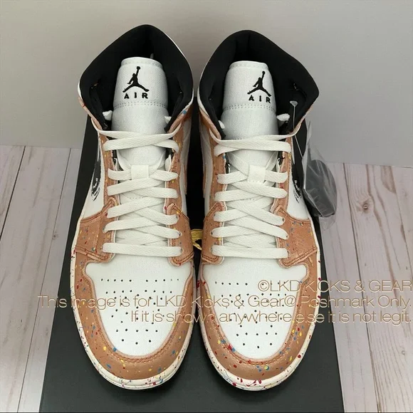 Air Jordan 1 Mid SE Brushstroke Paint Splatter - Picture 3 of 9